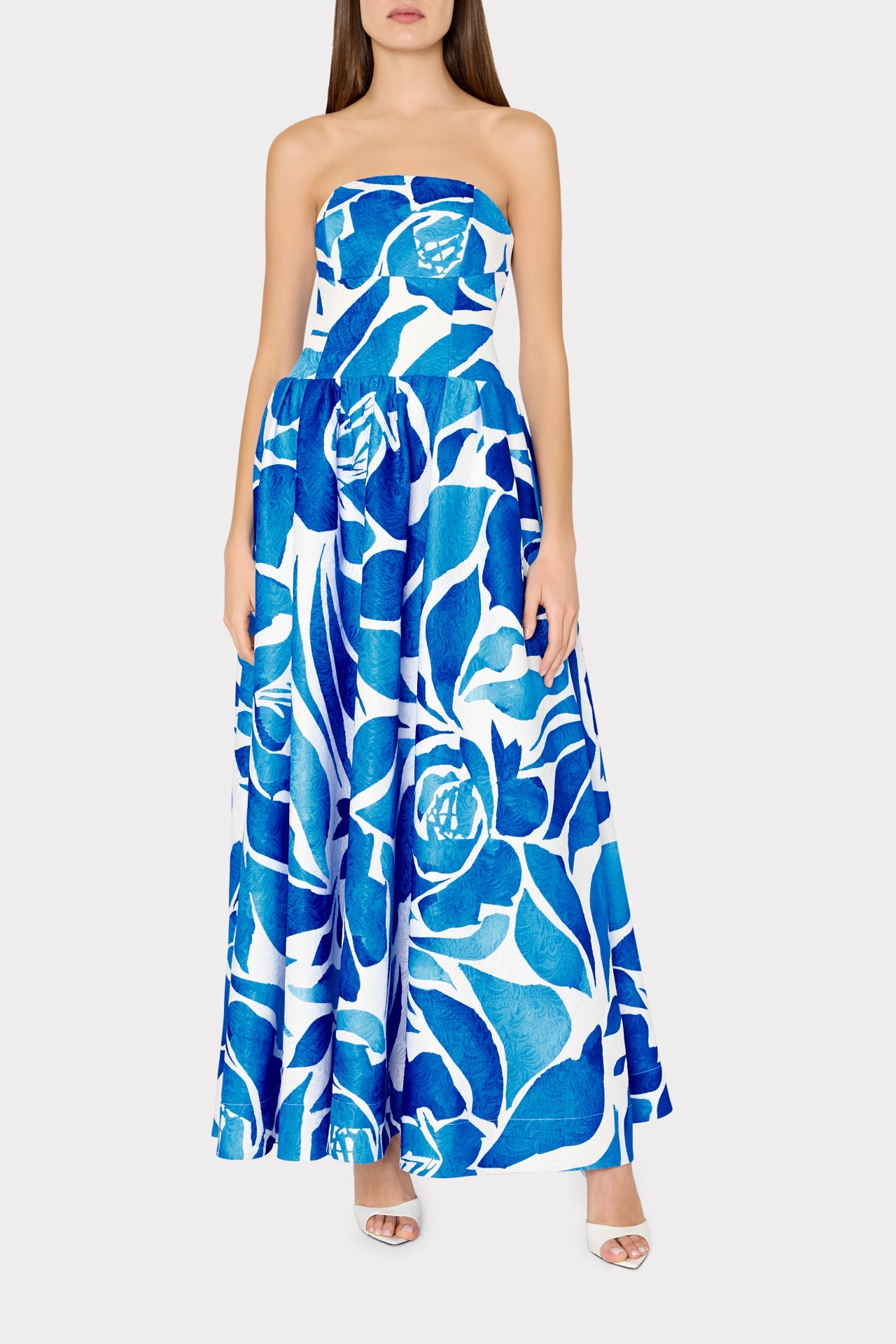 Dream Rose Jacquard Ballgown - Teal Blue Multi