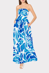 Dream Rose Jacquard Ballgown - Teal Blue Multi