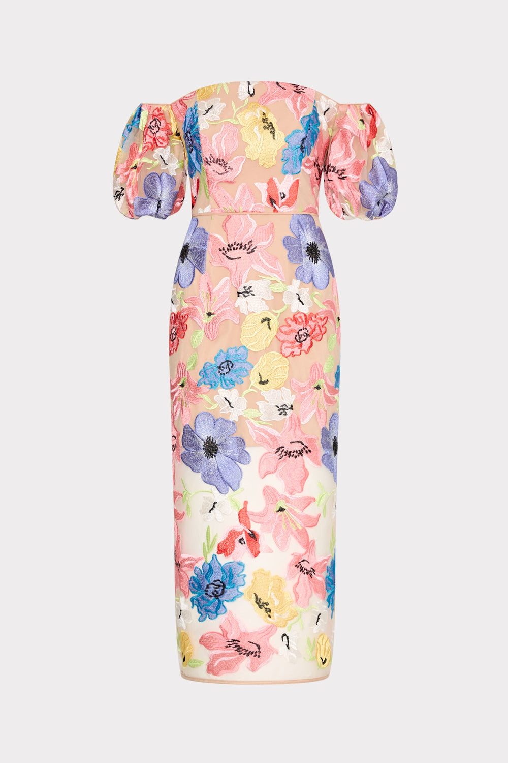 Nira Lily Floral Embroidered Midi Dress - Multi