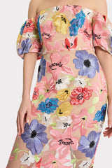 Nira Lily Floral Embroidered Midi Dress - Multi