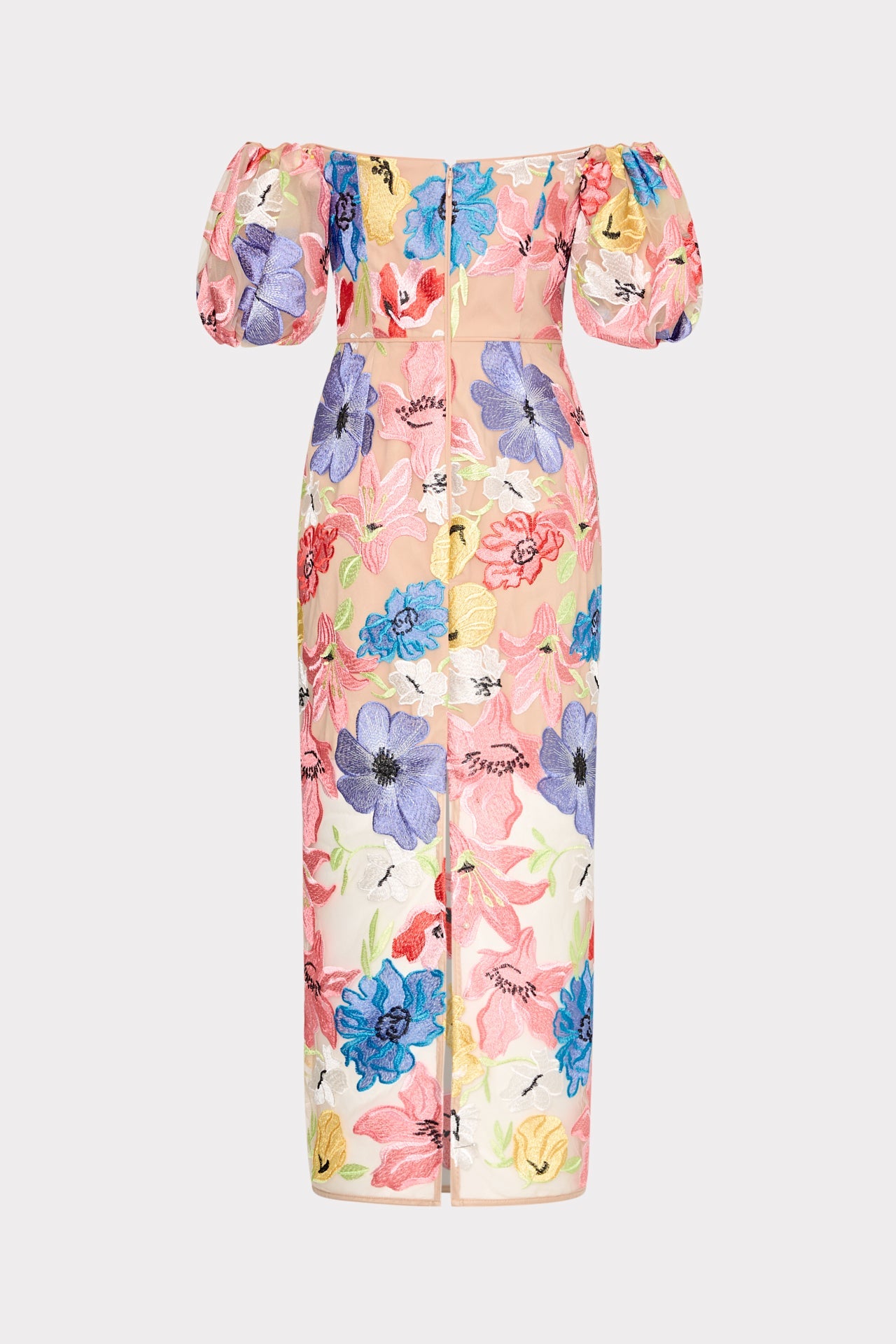 Nira Lily Floral Embroidered Midi Dress - Multi
