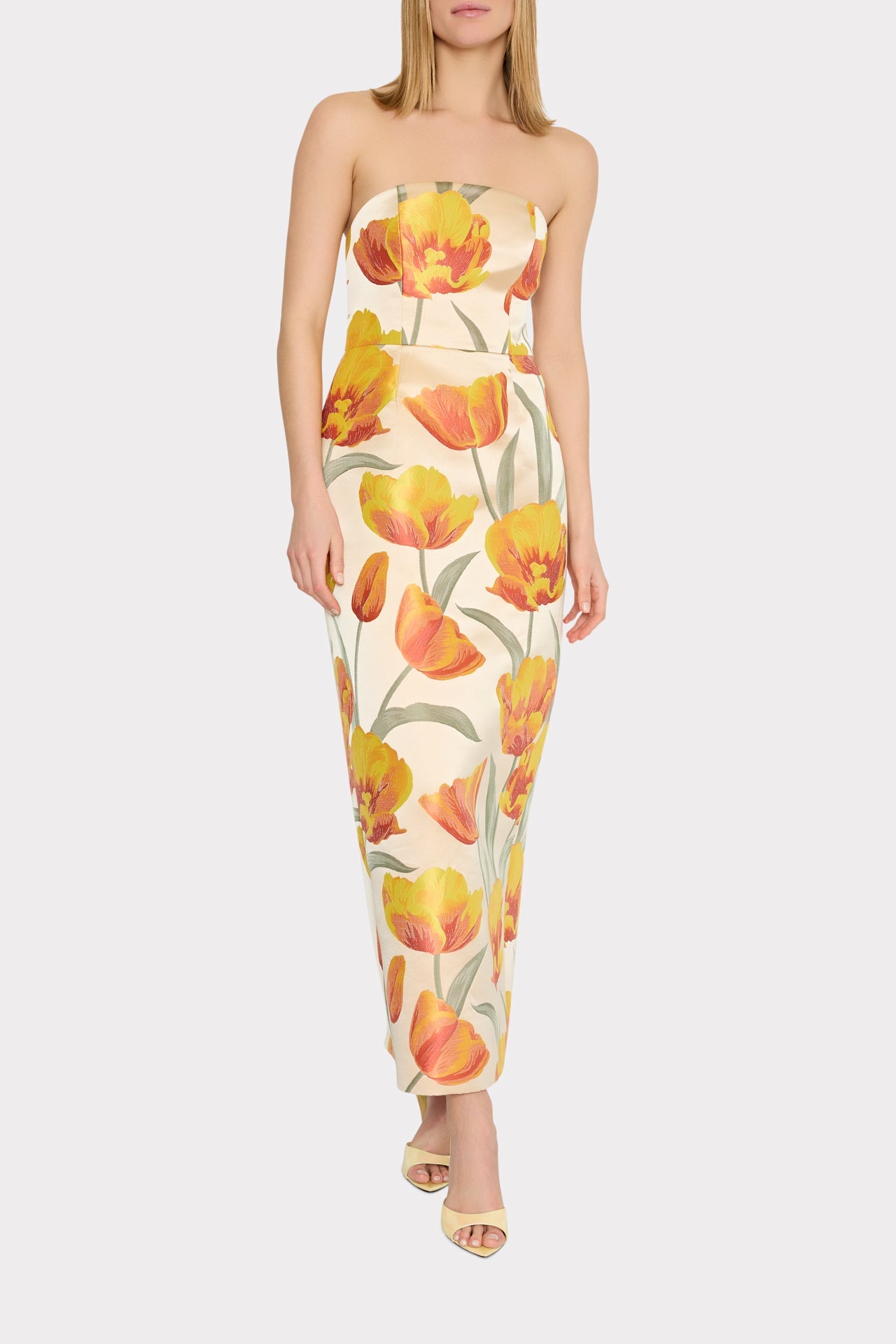Orion Tulip Jacquard Dress - Yellow Multi