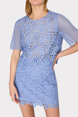 Laura Floral Geo Combo Lace Mini Skirt - Sky Blue