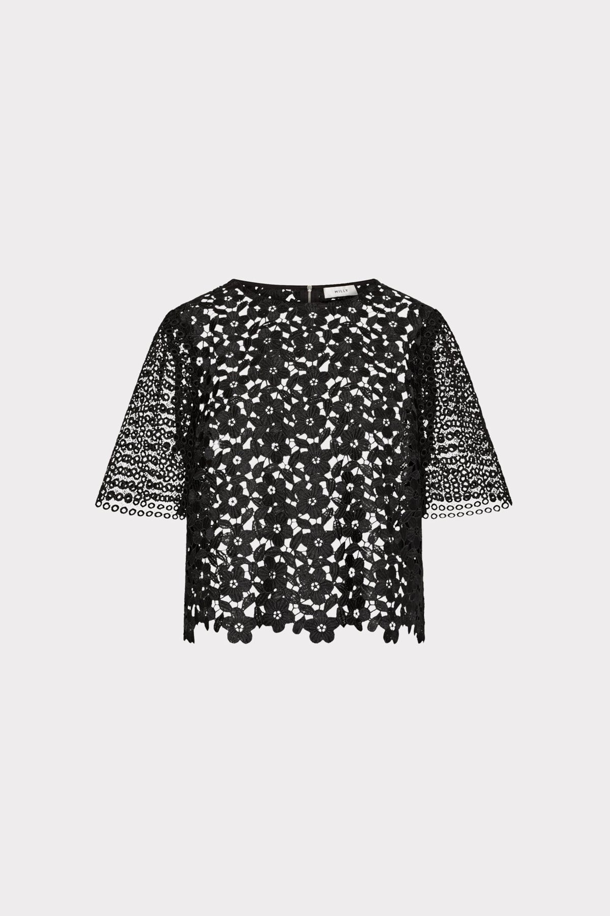 Floral Geo Combo Lace Top - Black