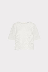 Floral Geo Combo Lace Top - White