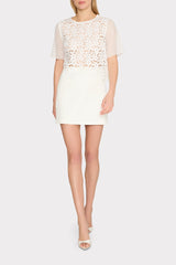 Floral Geo Combo Lace Top - White