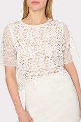 Floral Geo Combo Lace Top - White