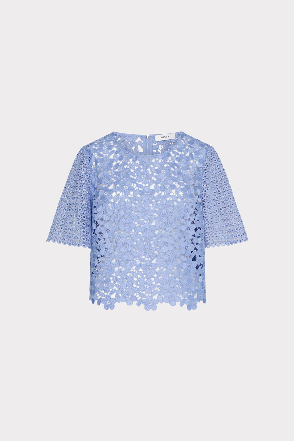 Floral Geo Combo Lace Top - Sky Blue