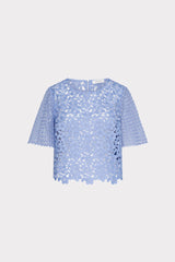 Floral Geo Combo Lace Top - Sky Blue