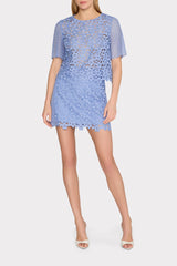 Floral Geo Combo Lace Top - Sky Blue