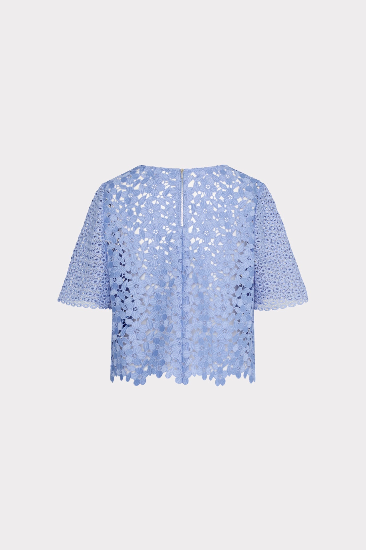 Floral Geo Combo Lace Top - Sky Blue