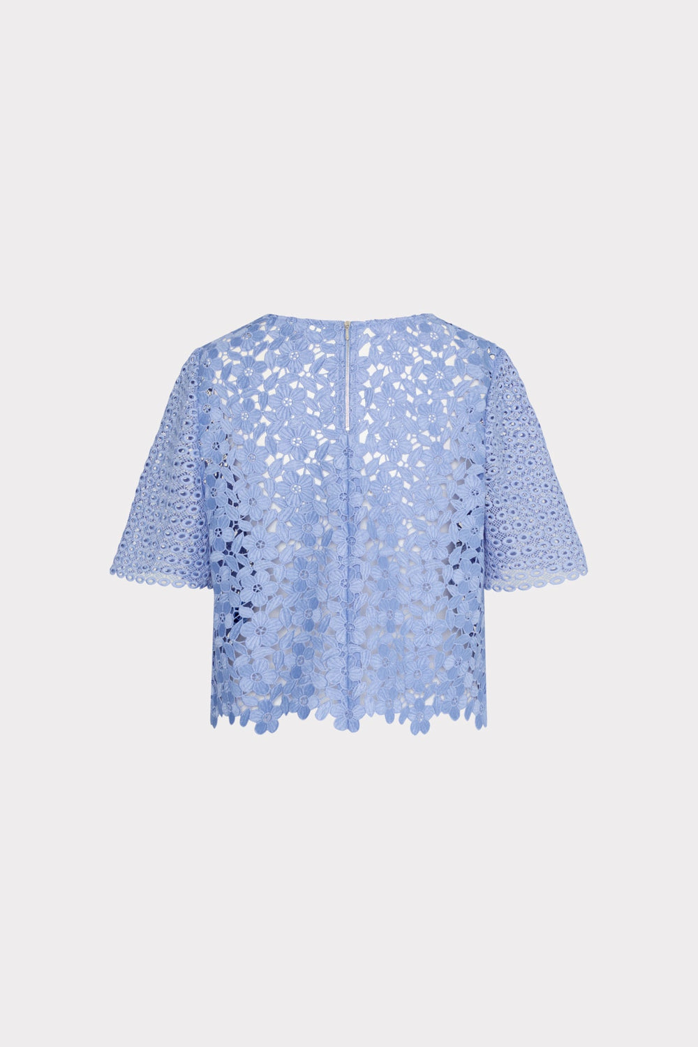 Floral Geo Combo Lace Top - Sky Blue