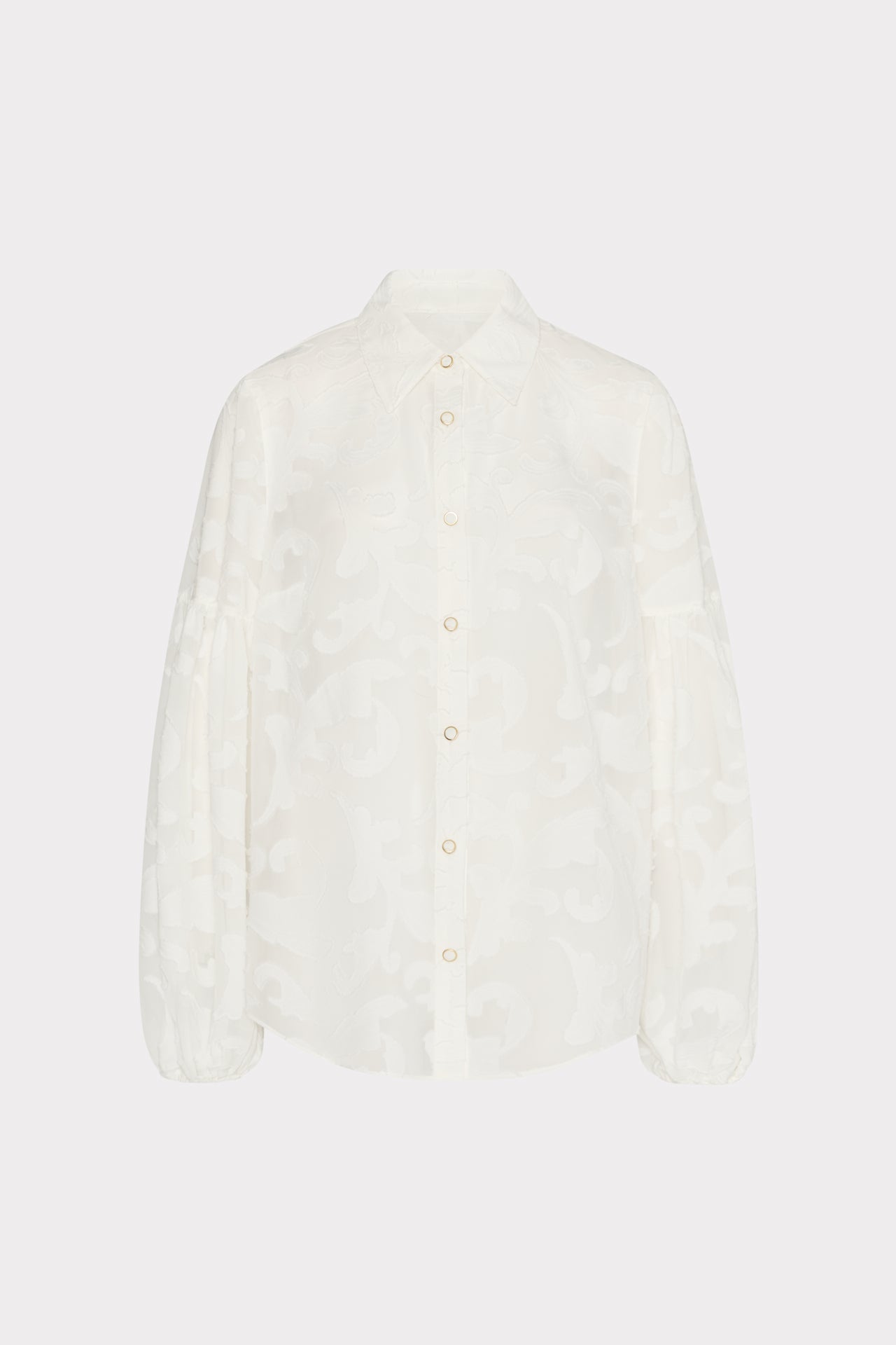 Scroll Burnout Button Up Top - White