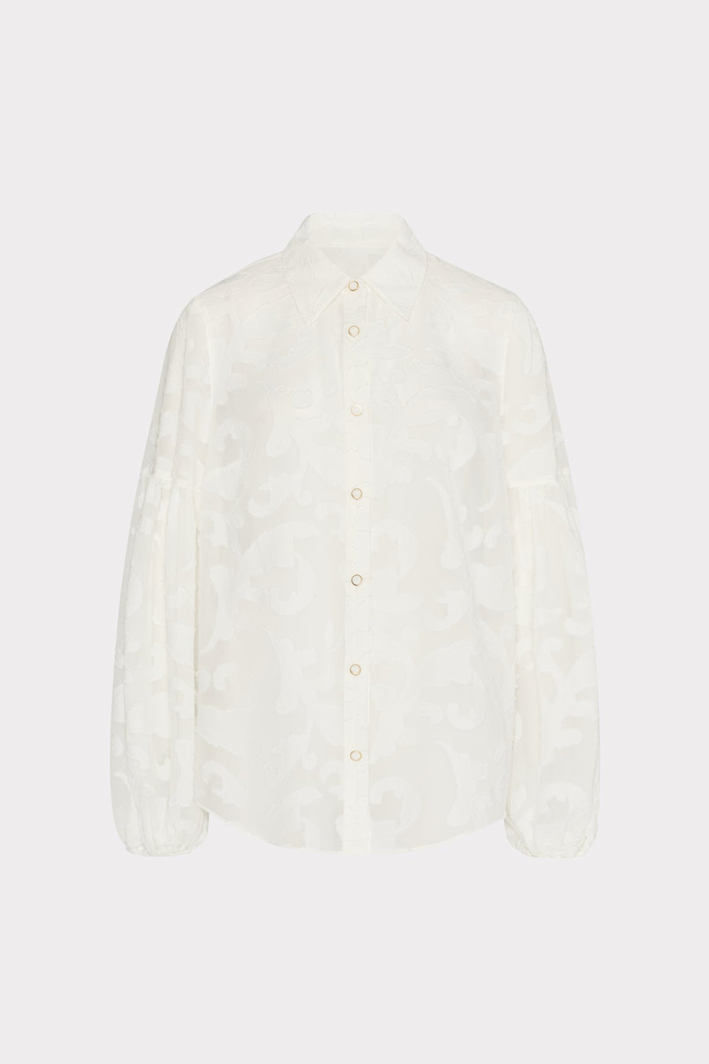 Scroll Burnout Button Up Top - White
