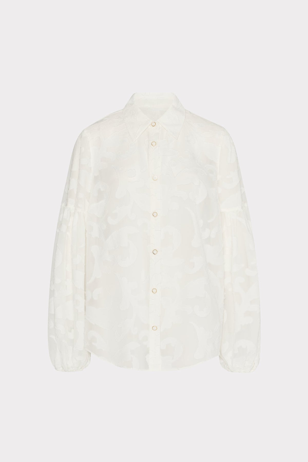 Scroll Burnout Button Up Top - White