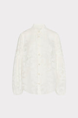 Scroll Burnout Button Up Top - White
