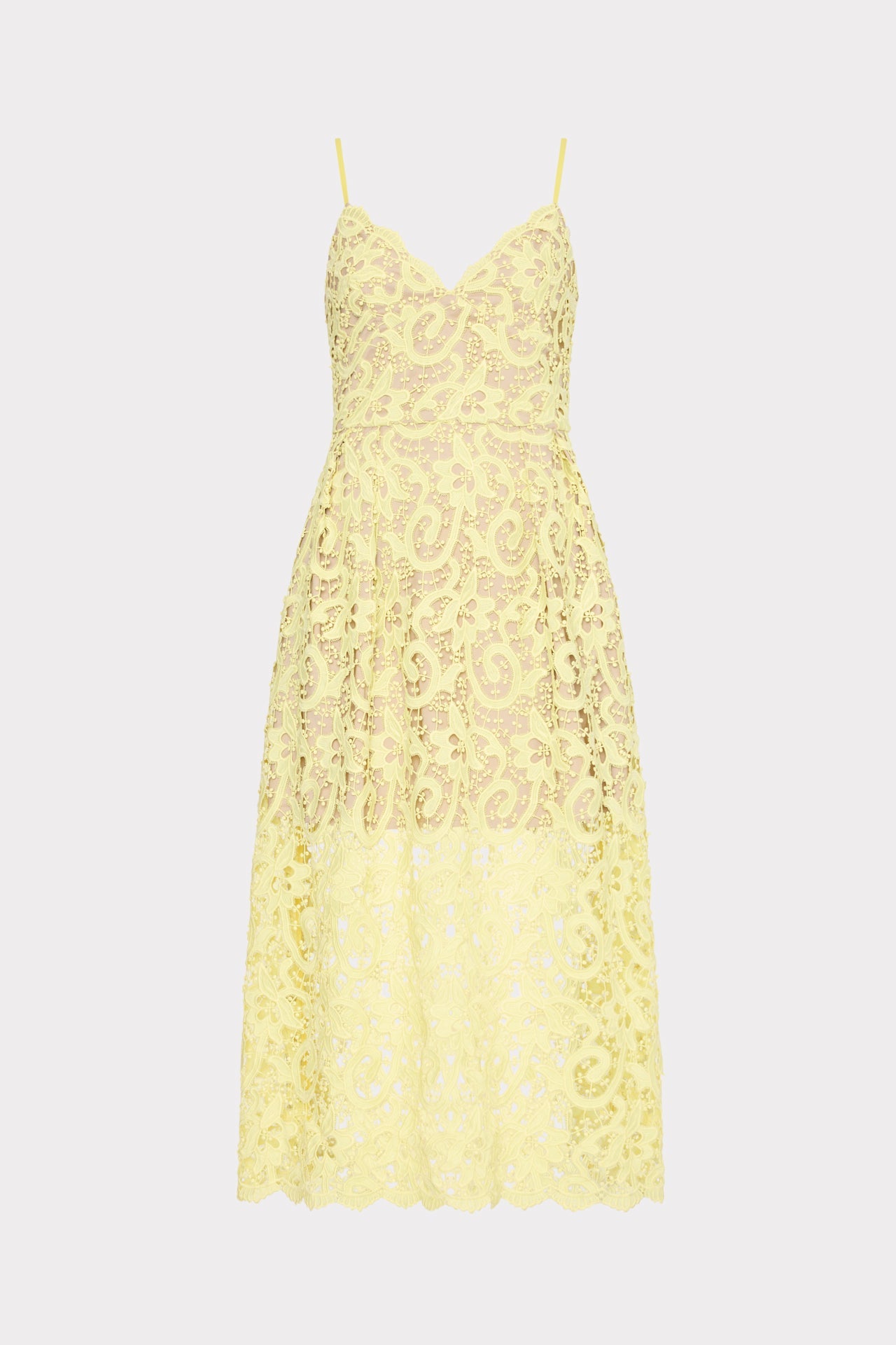 Elle Lace Midi Dress - Yellow