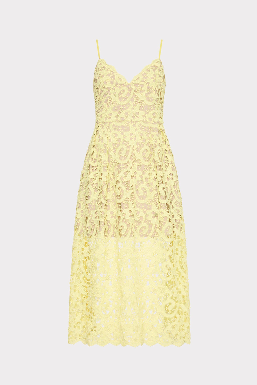 Elle Lace Midi Dress - Yellow