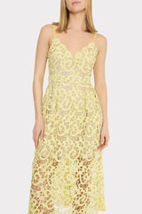 Elle Lace Midi Dress - Yellow
