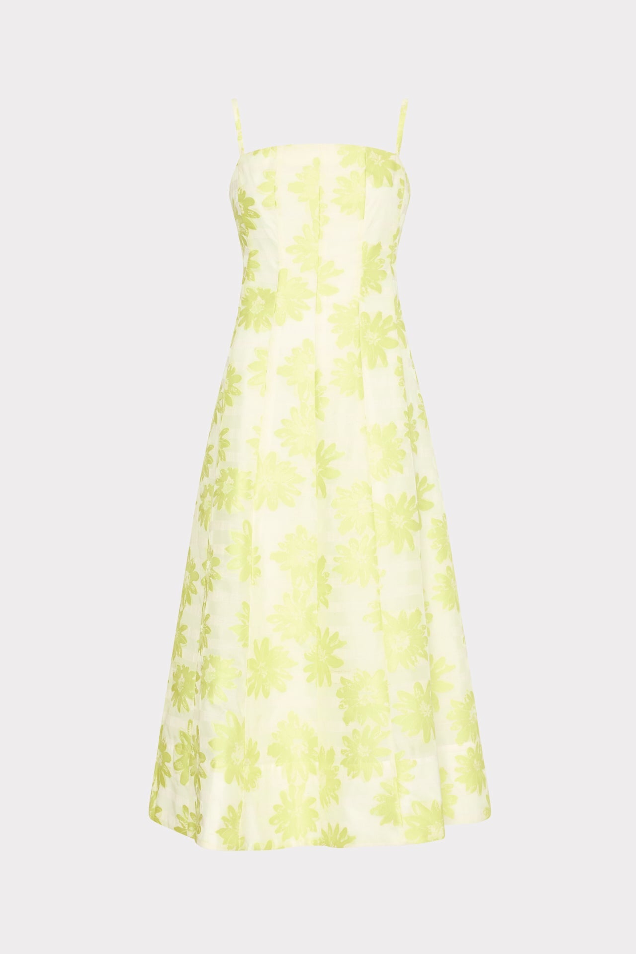 Striped Floral Fil Coupé Dress - Yellow
