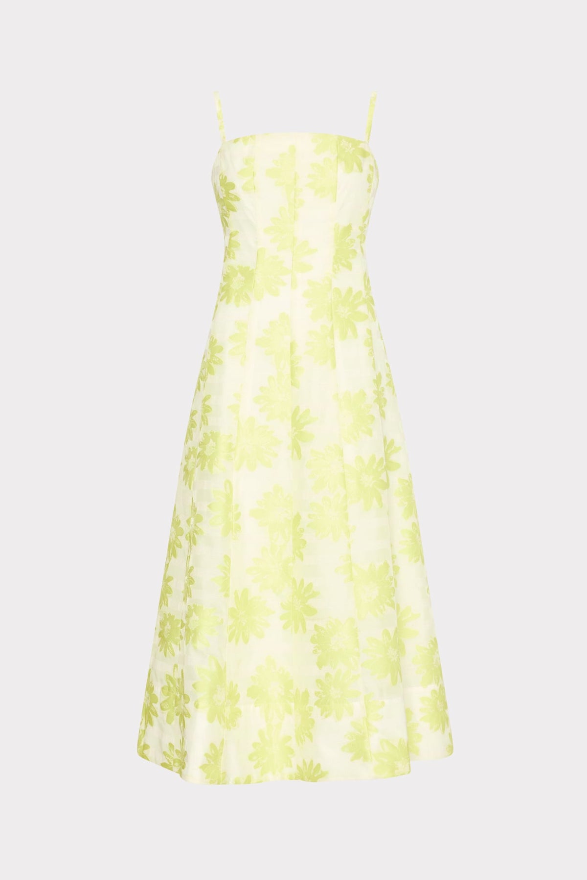Striped Floral Fil Coupé Dress - Yellow