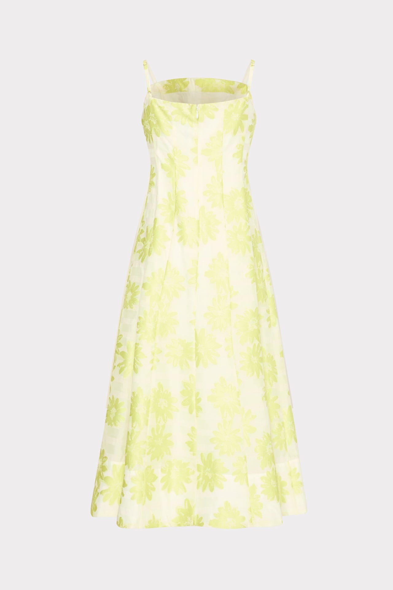 Striped Floral Fil Coupé Dress - Yellow