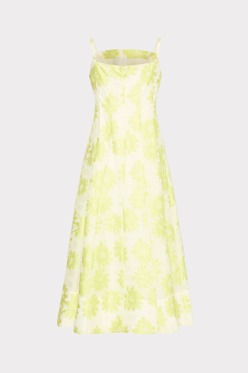 Striped Floral Fil Coupé Dress - Yellow