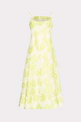 Striped Floral Fil Coupé Dress - Yellow