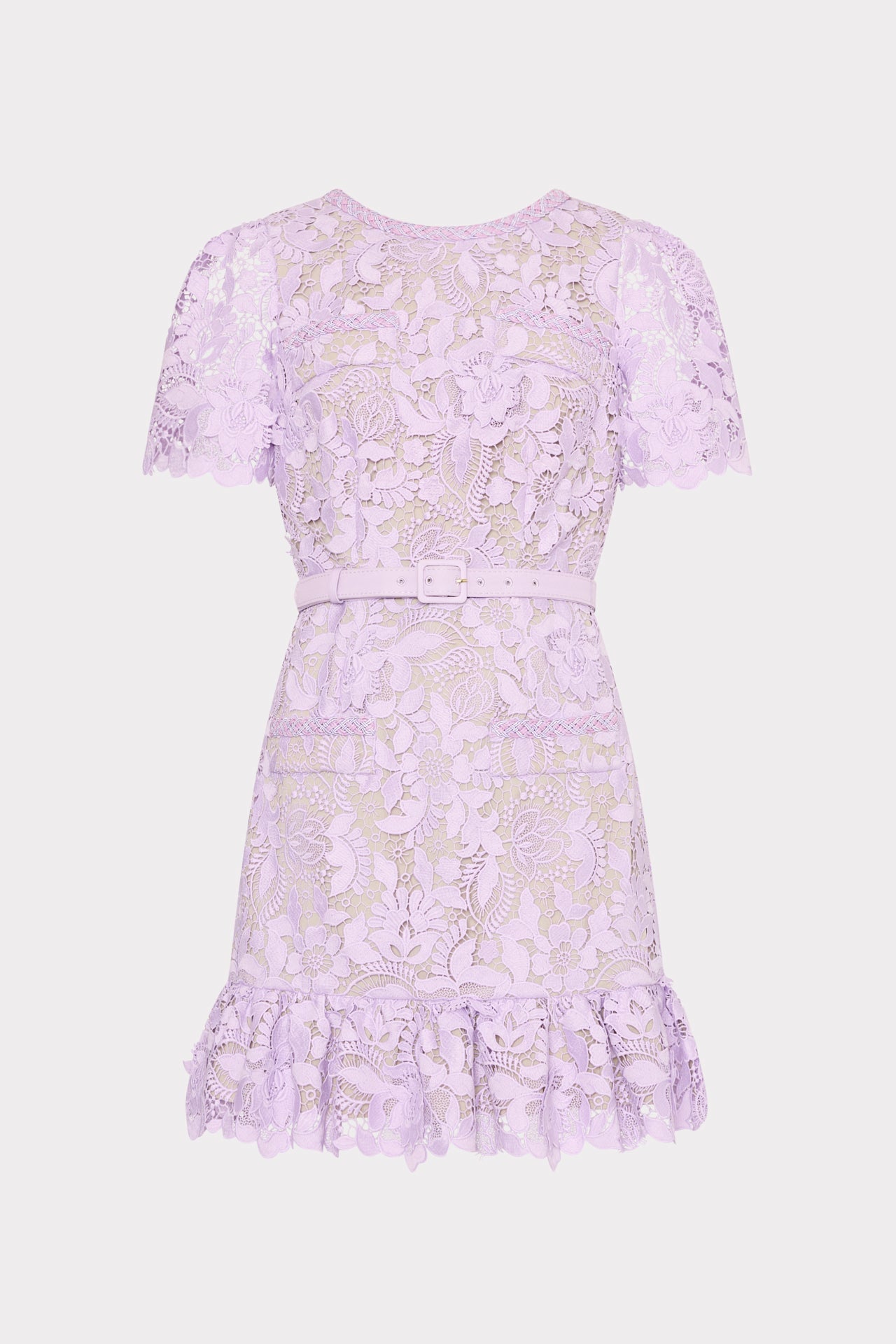 3D Garden Lace Mini Dress - Lilac