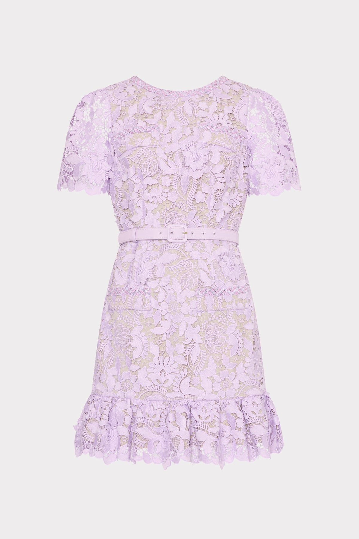 3D Garden Lace Mini Dress - Lilac