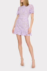 3D Garden Lace Mini Dress - Lilac