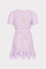 3D Garden Lace Mini Dress - Lilac