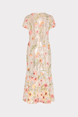 Tahlia Floral Sequins Embroidery Dress - Silver Multi