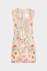 Ivette Floral Sequins Embroidery Dress - Silver Multi