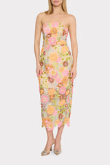 Kait Floral Blossom Sequins Dress - Orange Multi