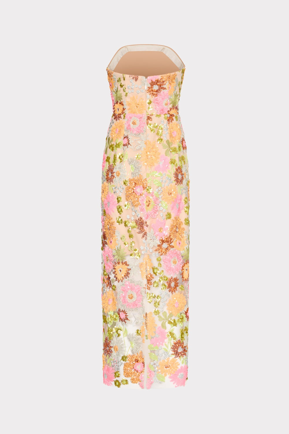 Kait Floral Blossom Sequins Dress - Orange Multi