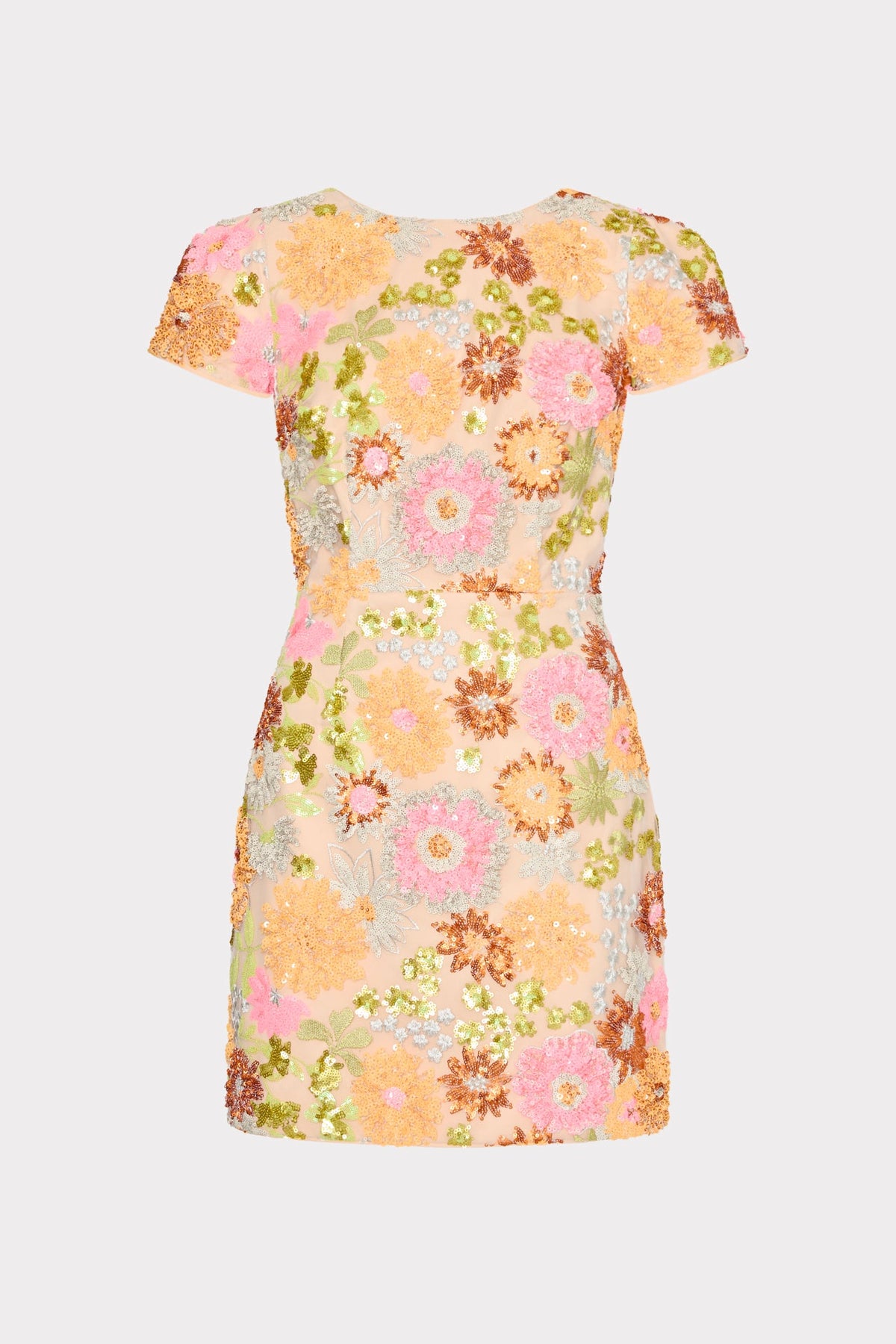 Rowen Floral Blossom Sequins Dress - Orange Multi