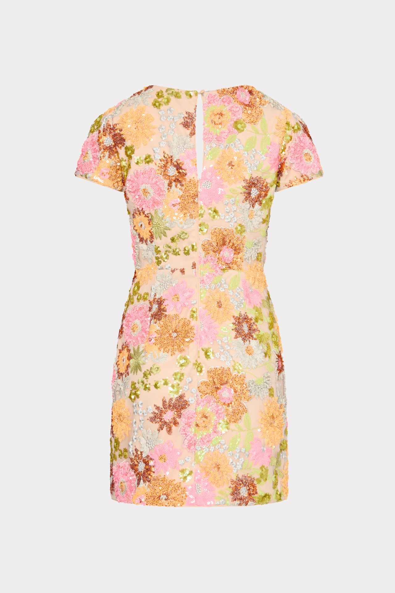 Rowen Floral Blossom Sequins Dress - Orange Multi