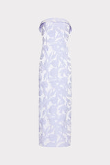Tulip Jacquard Strapless Dress - Periwinkle/Multi