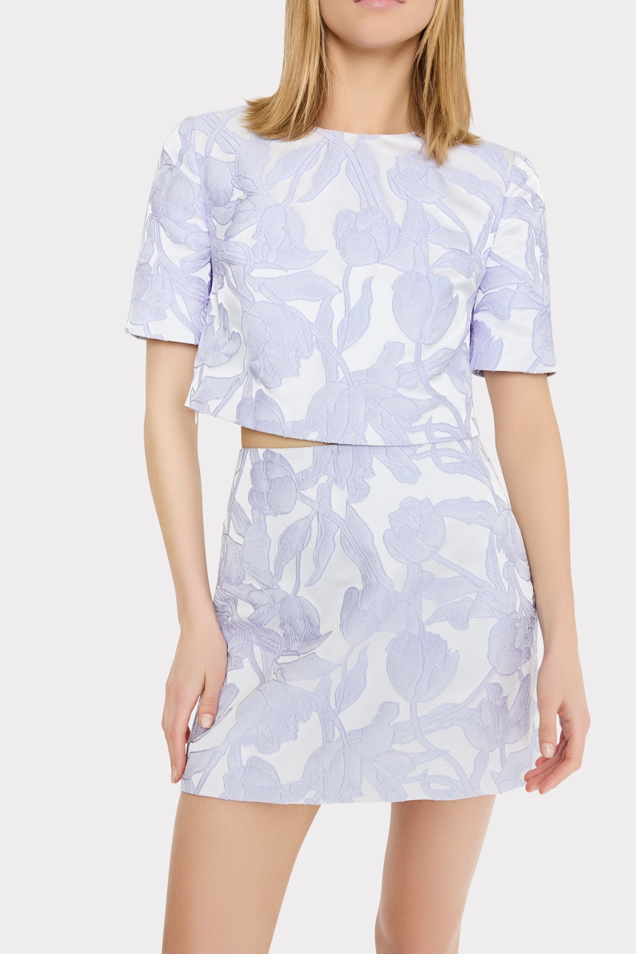 Tulip Jacquard Modern Mini Skirt - Periwinkle/Multi