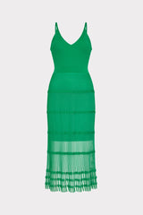 Sheer Knit Cami Dress - Green