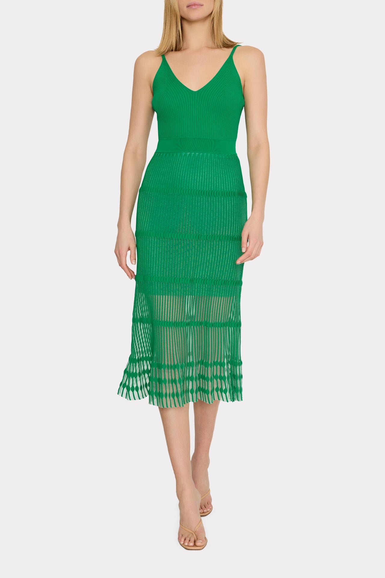 Sheer Knit Cami Dress - Green