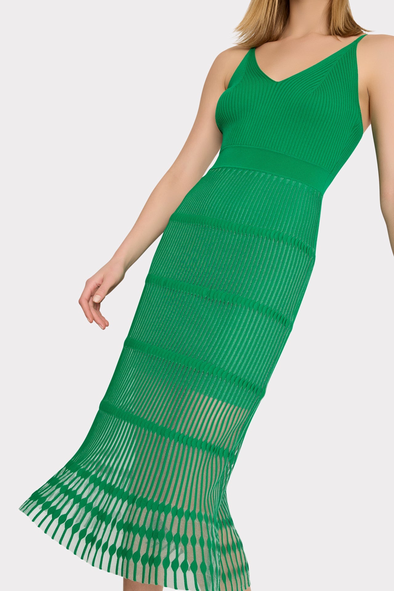 Sheer Knit Cami Dress - Green