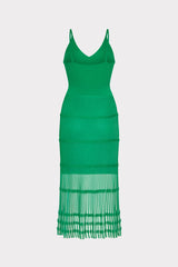 Sheer Knit Cami Dress - Green