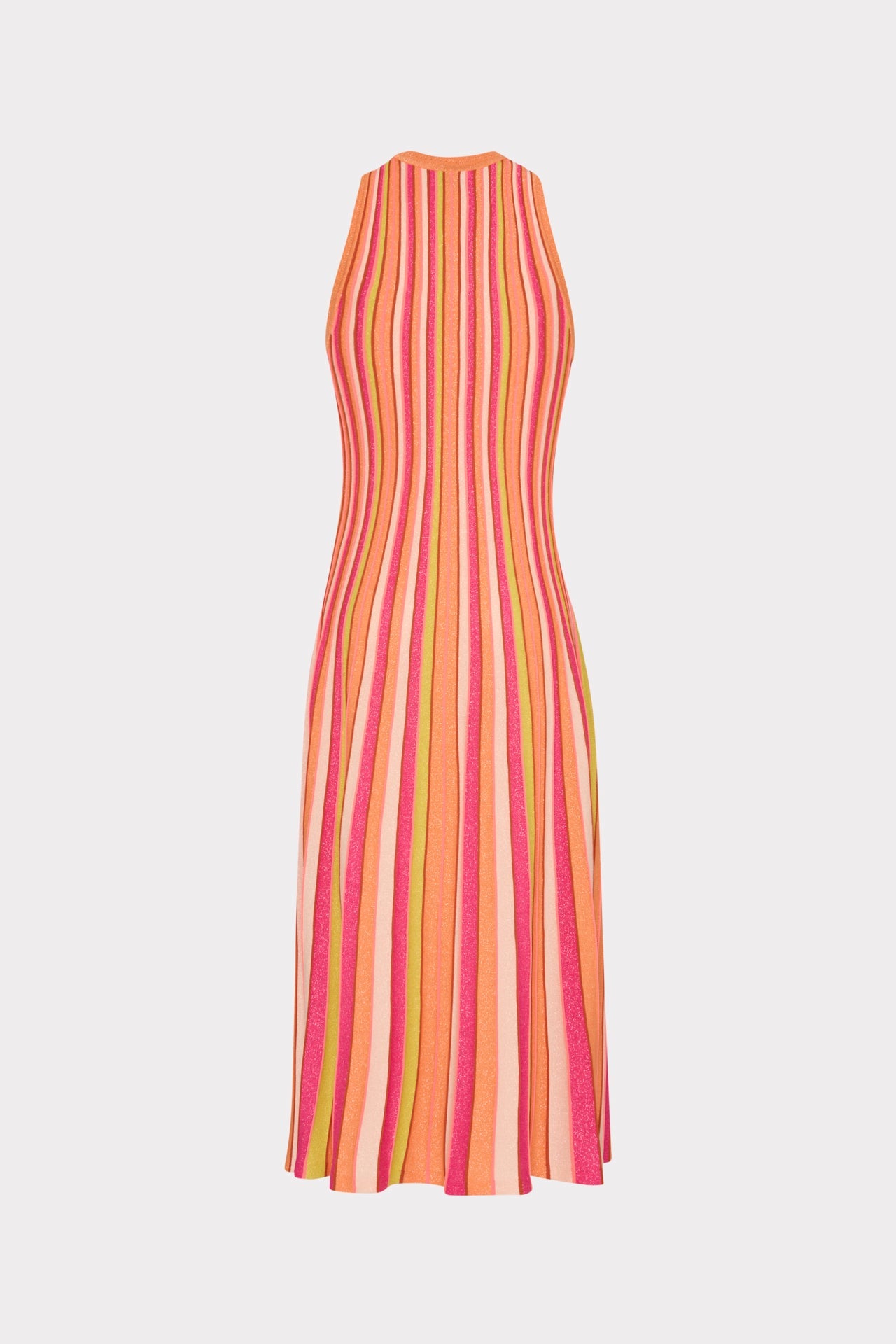 Multi Color Stripe Sleeveless Midi Dress - Coral Multi