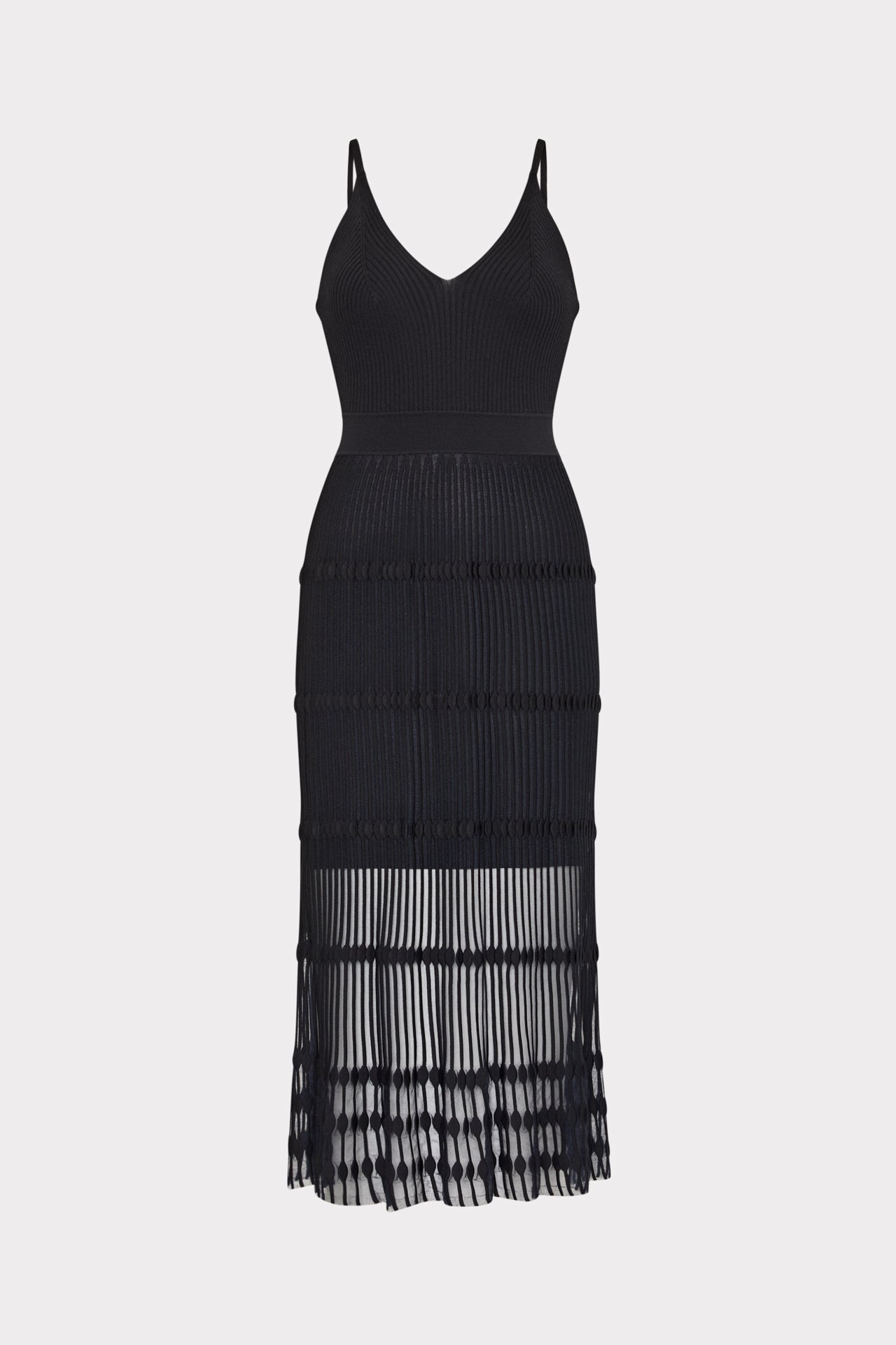 Sheer Knit Cami Dress - Black