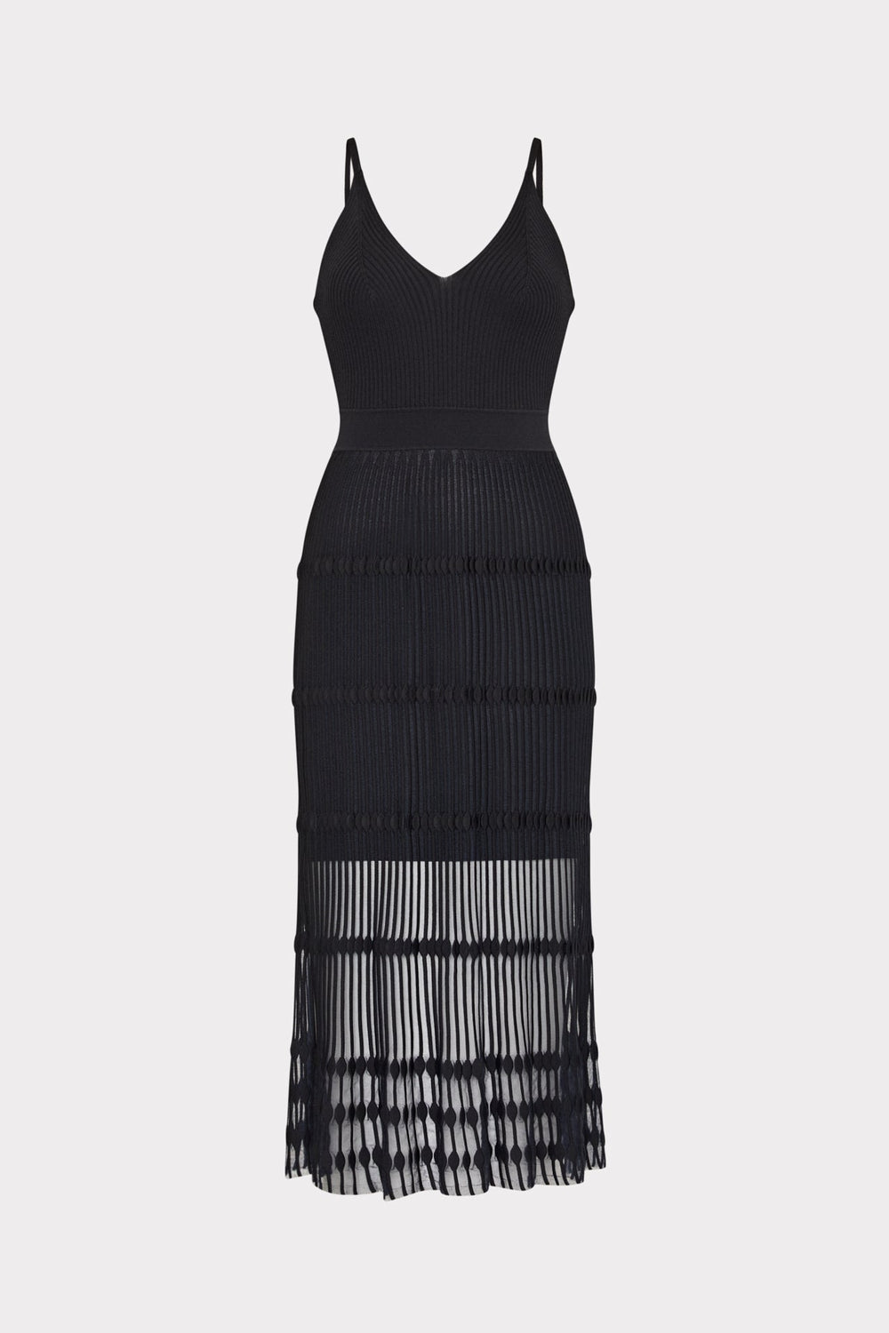Sheer Knit Cami Dress - Black