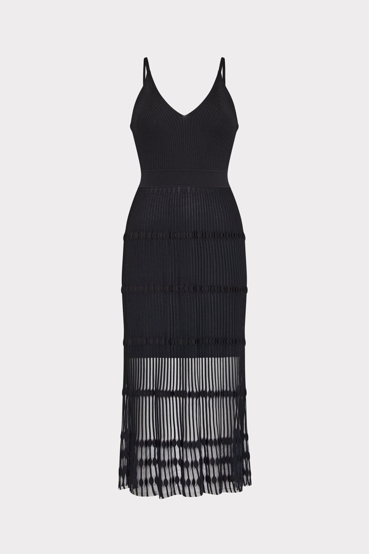 Sheer Knit Cami Dress - Black