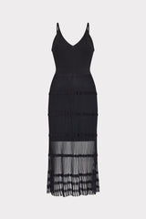 Sheer Knit Cami Dress - Black