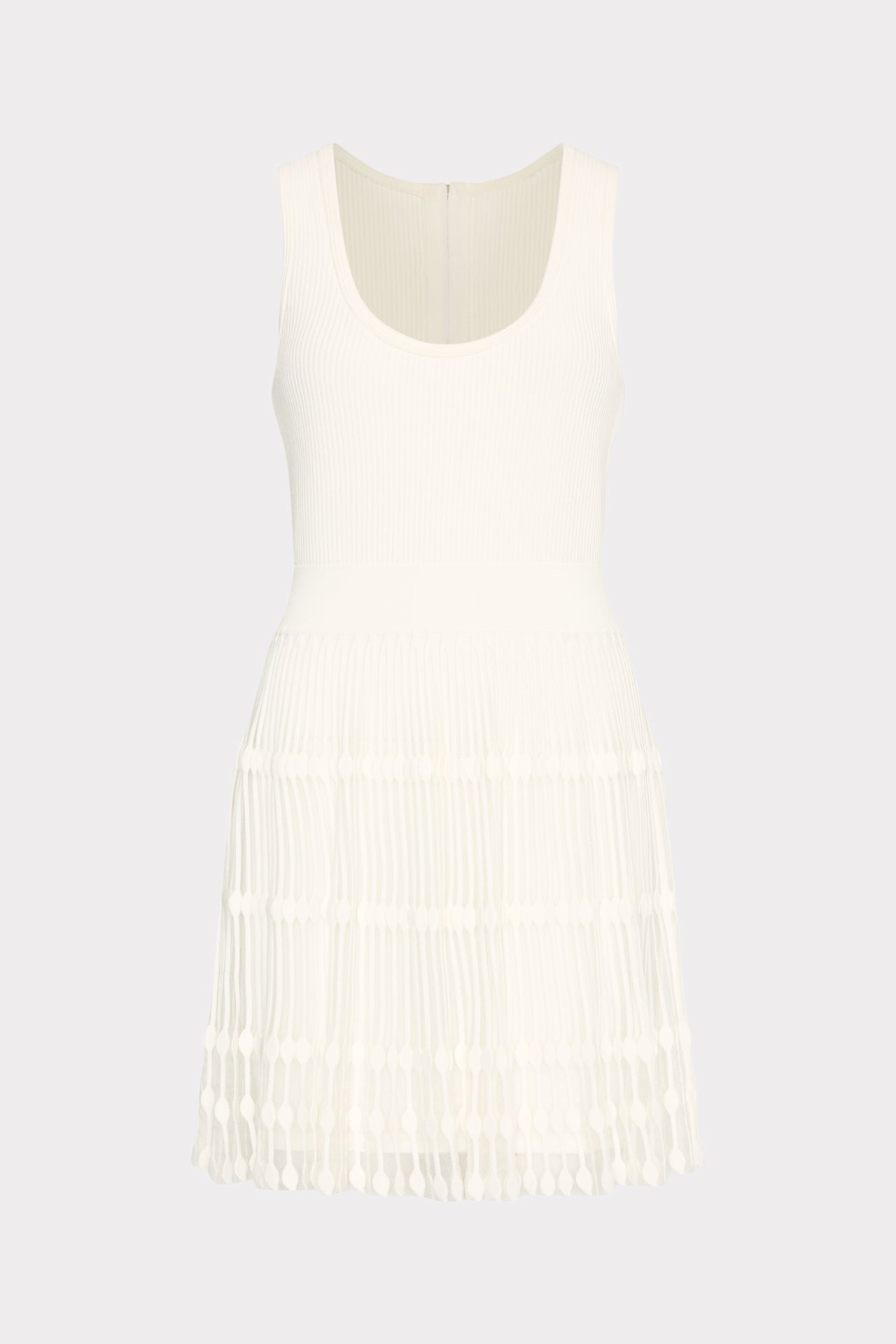 Sheer Knit Fit And Flare Mini Dress - Ecru